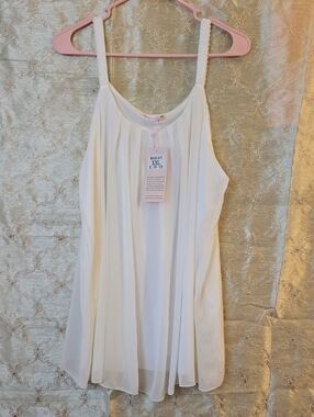White Sleeveless Pleated Chiffon Top